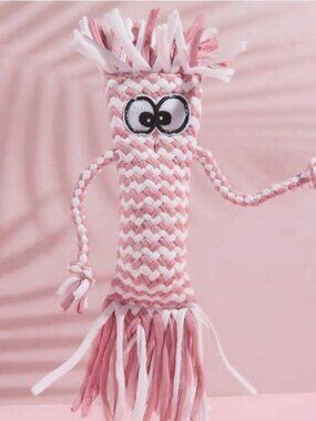 Bella Jaxony Soft Pink Fringed Squeaky Funny Character Three Toy Gift Packaged